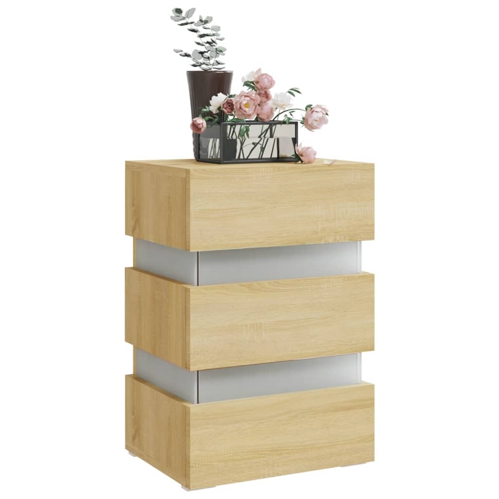 LED Bedside Cabinet Sonoma Oak 45x35x67 cm Engineered Wood