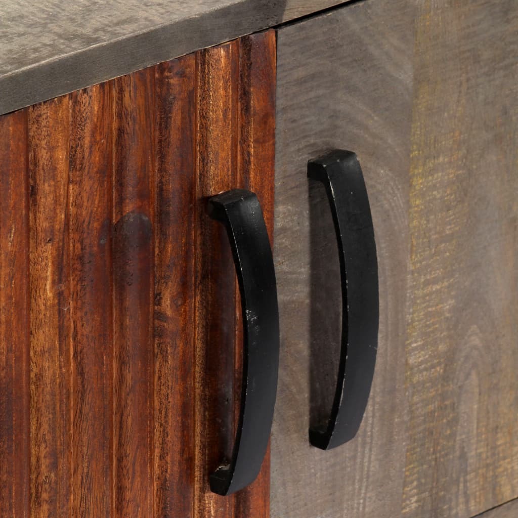 Console Table Grey 120x35x75 cm Solid Rough Mango Wood