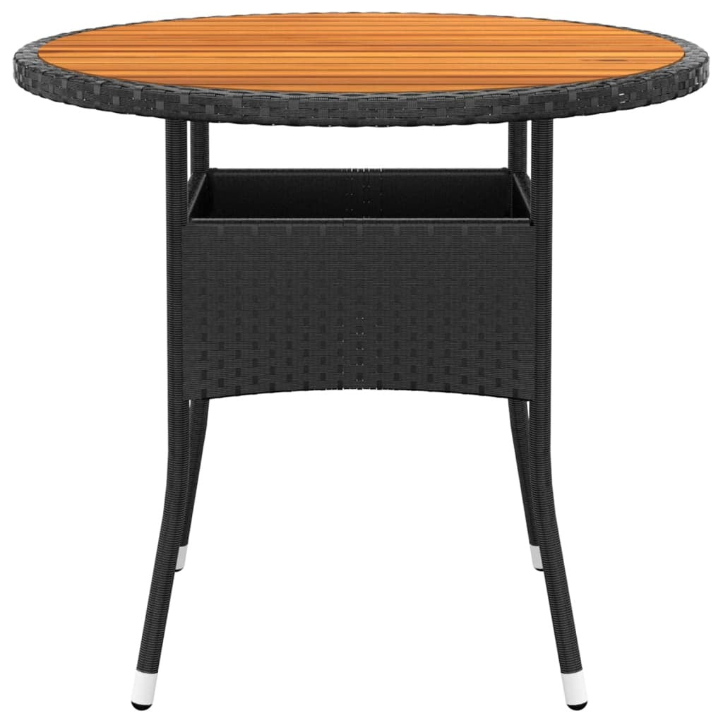 Garden Table 80x75 cm Acacia Wood and Poly Rattan Black