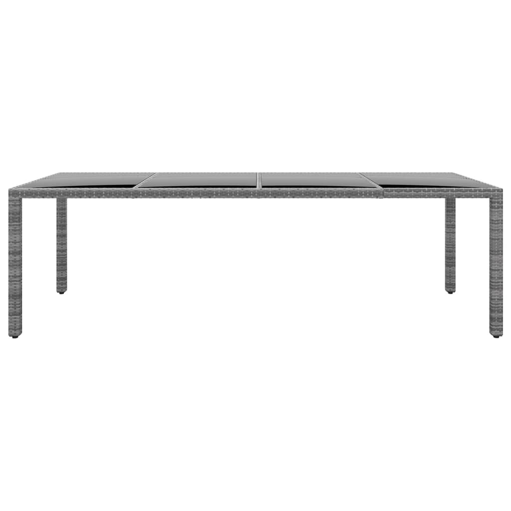 Garden Table 250x100x75 cm Tempered Glass and Poly Rattan Grey