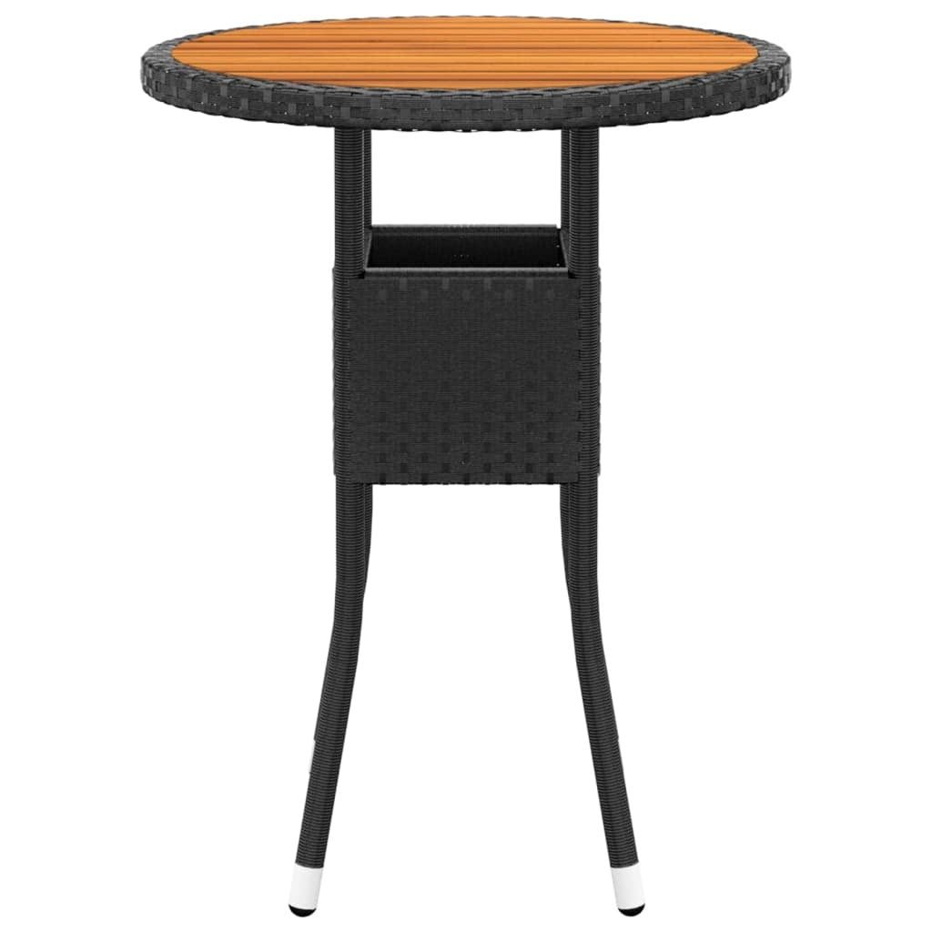 Garden Table 60x75 cm Acacia Wood and Poly Rattan Black