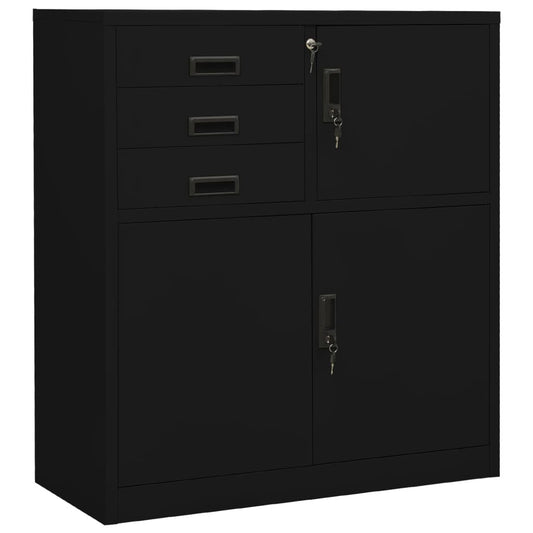 Office Cabinet Black 90x40x102 cm Steel