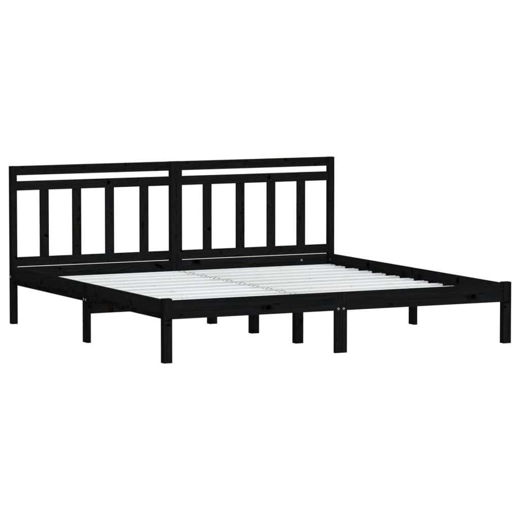 Bed Frame Black Solid Wood Pine 200x200 cm