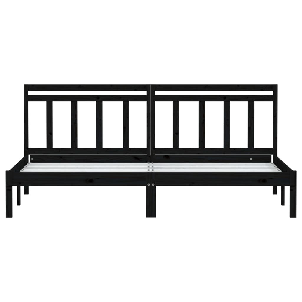 Bed Frame Black Solid Wood Pine 200x200 cm