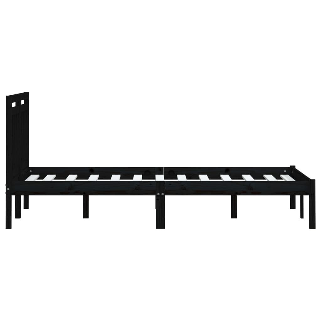Bed Frame Black Solid Wood Pine 200x200 cm