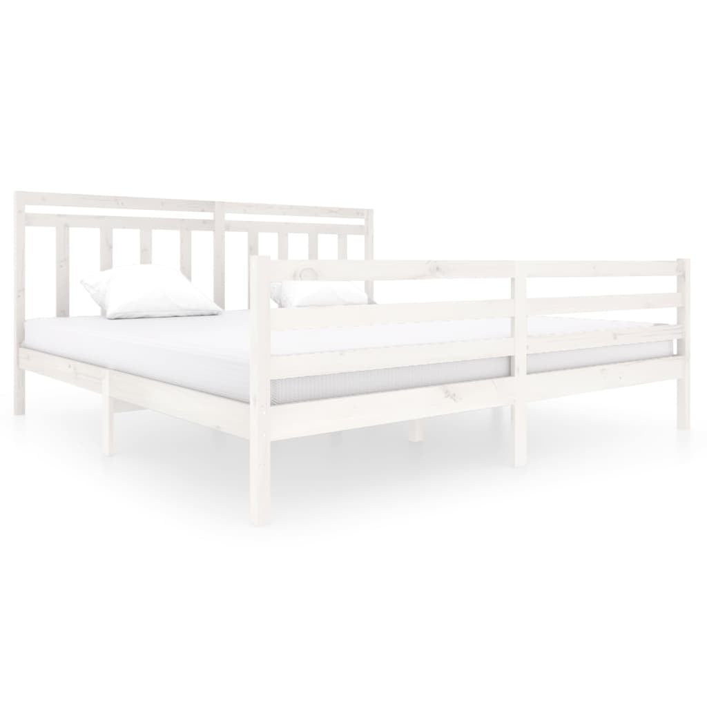 Bed Frame White Solid Wood 200x200 cm