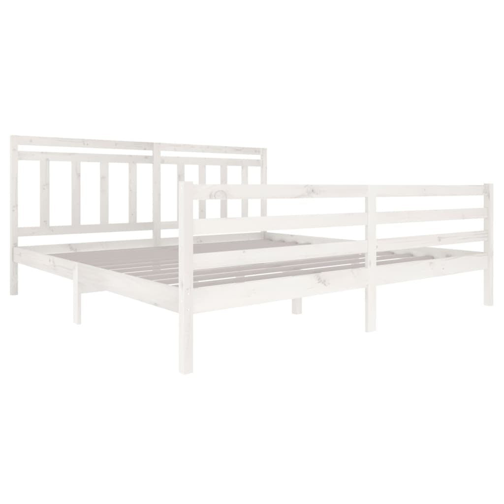 Bed Frame White Solid Wood 200x200 cm
