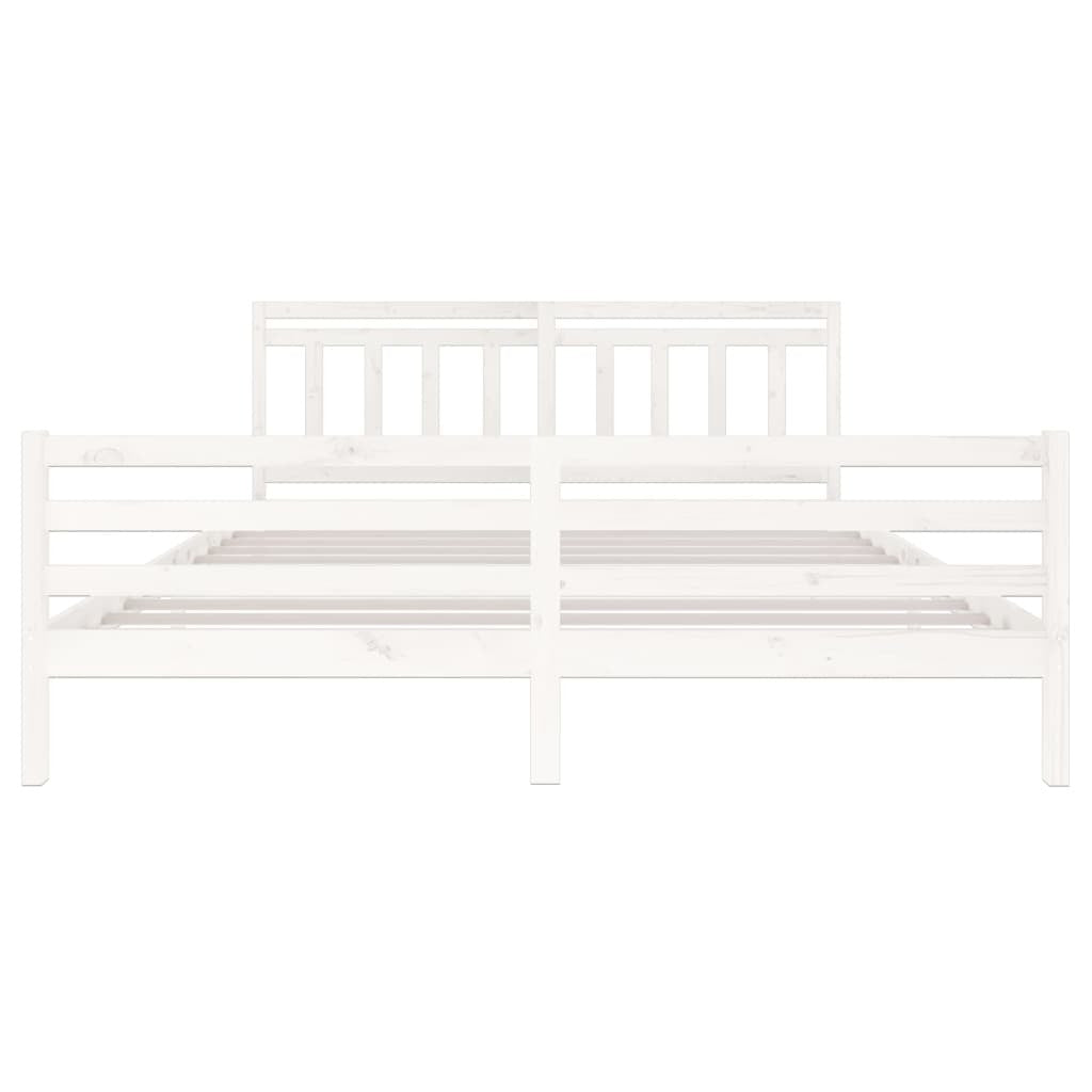 Bed Frame White Solid Wood 200x200 cm