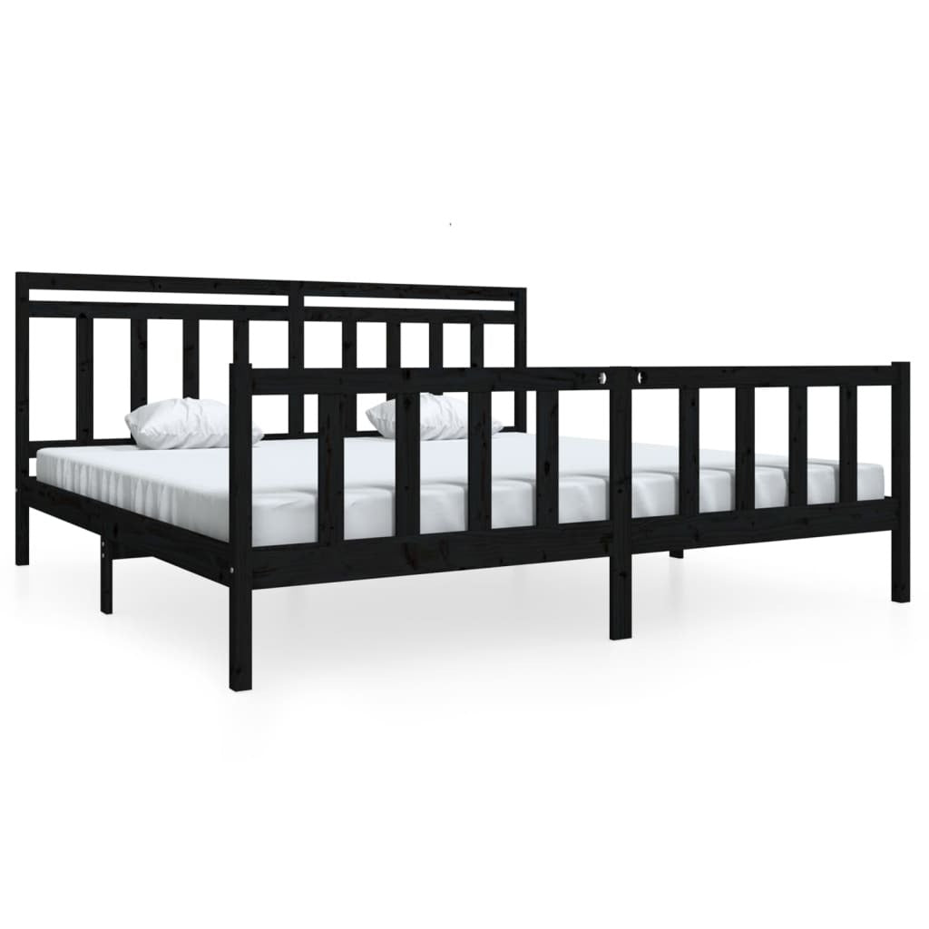 Bed Frame Black Solid Wood 200x200 cm