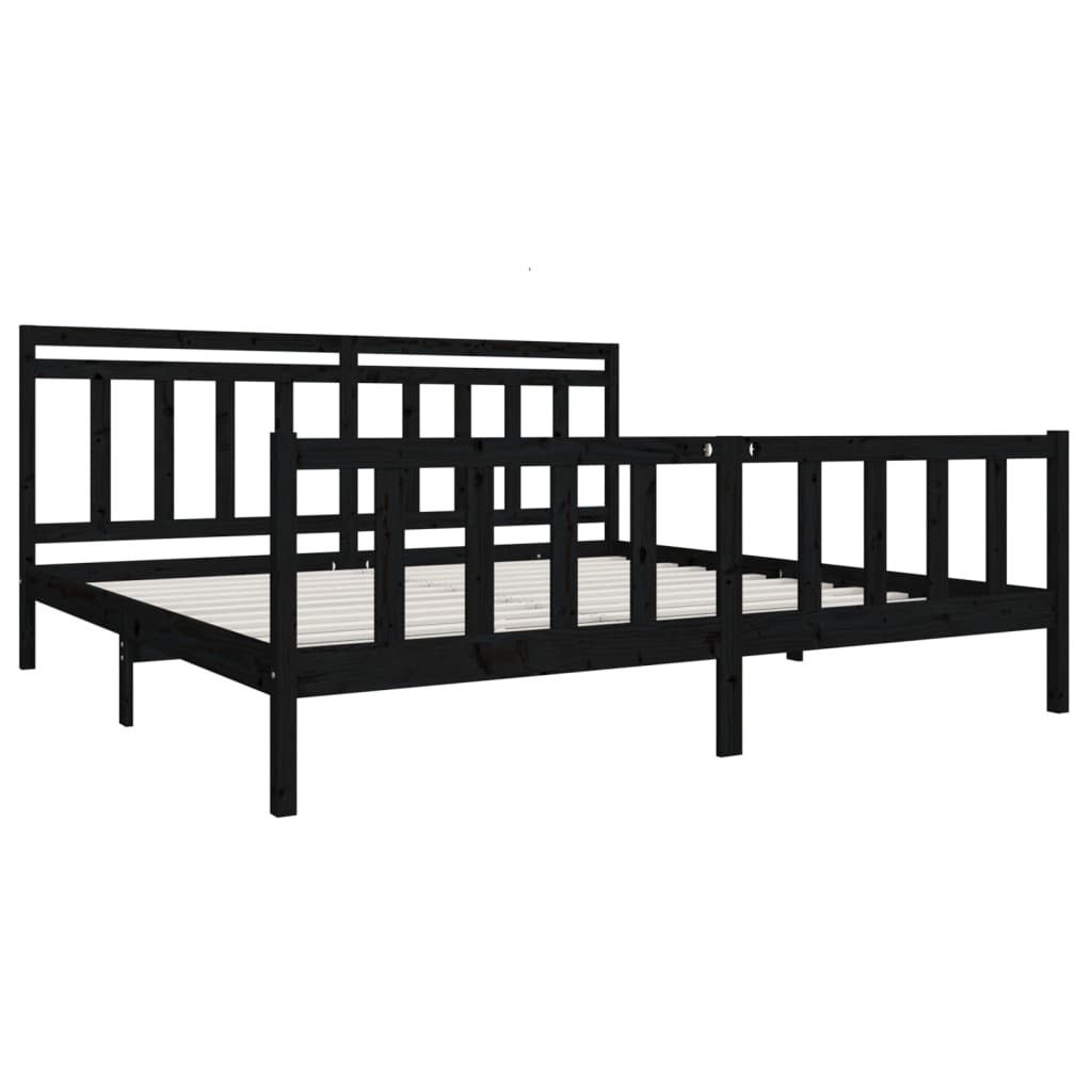 Bed Frame Black Solid Wood 200x200 cm