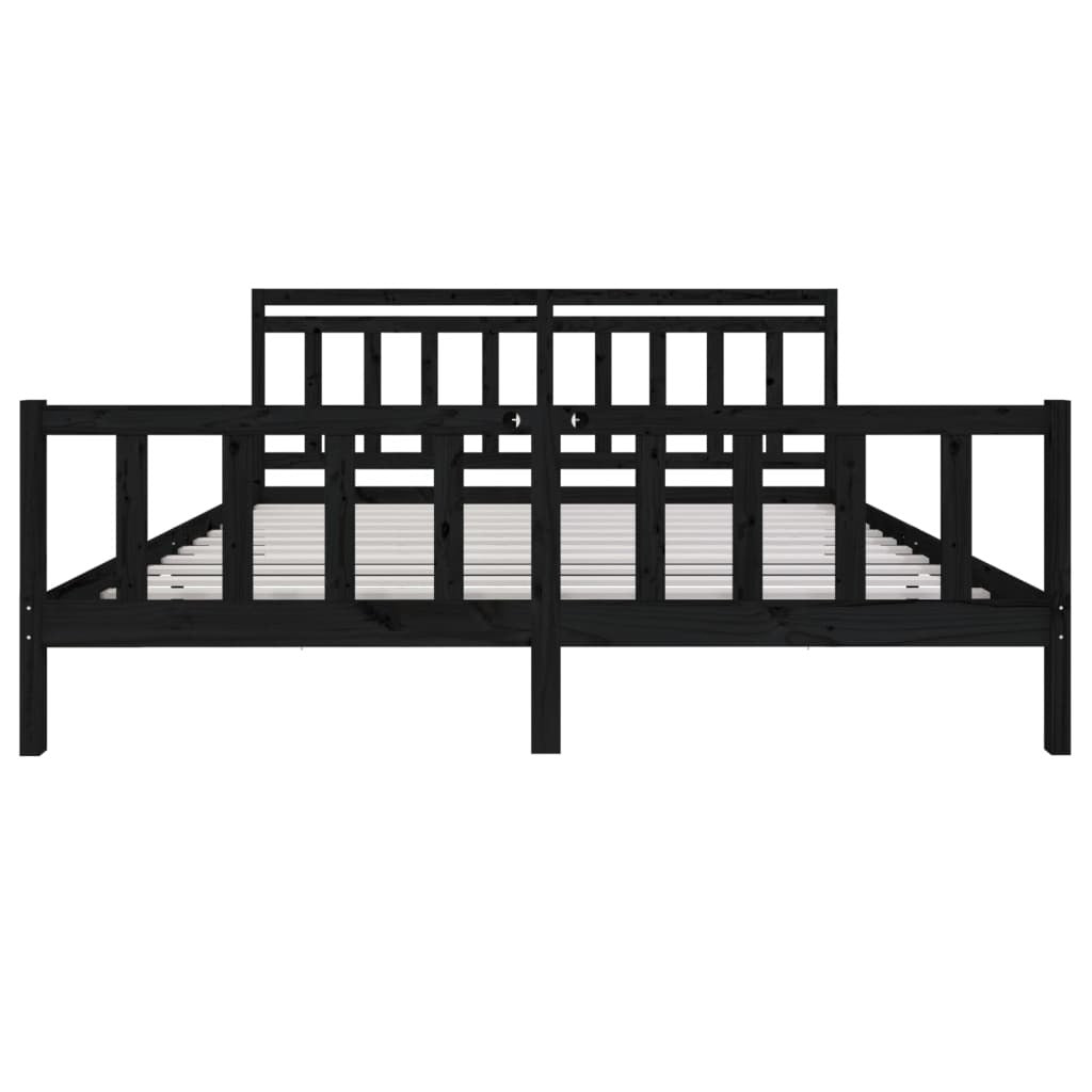 Bed Frame Black Solid Wood 200x200 cm
