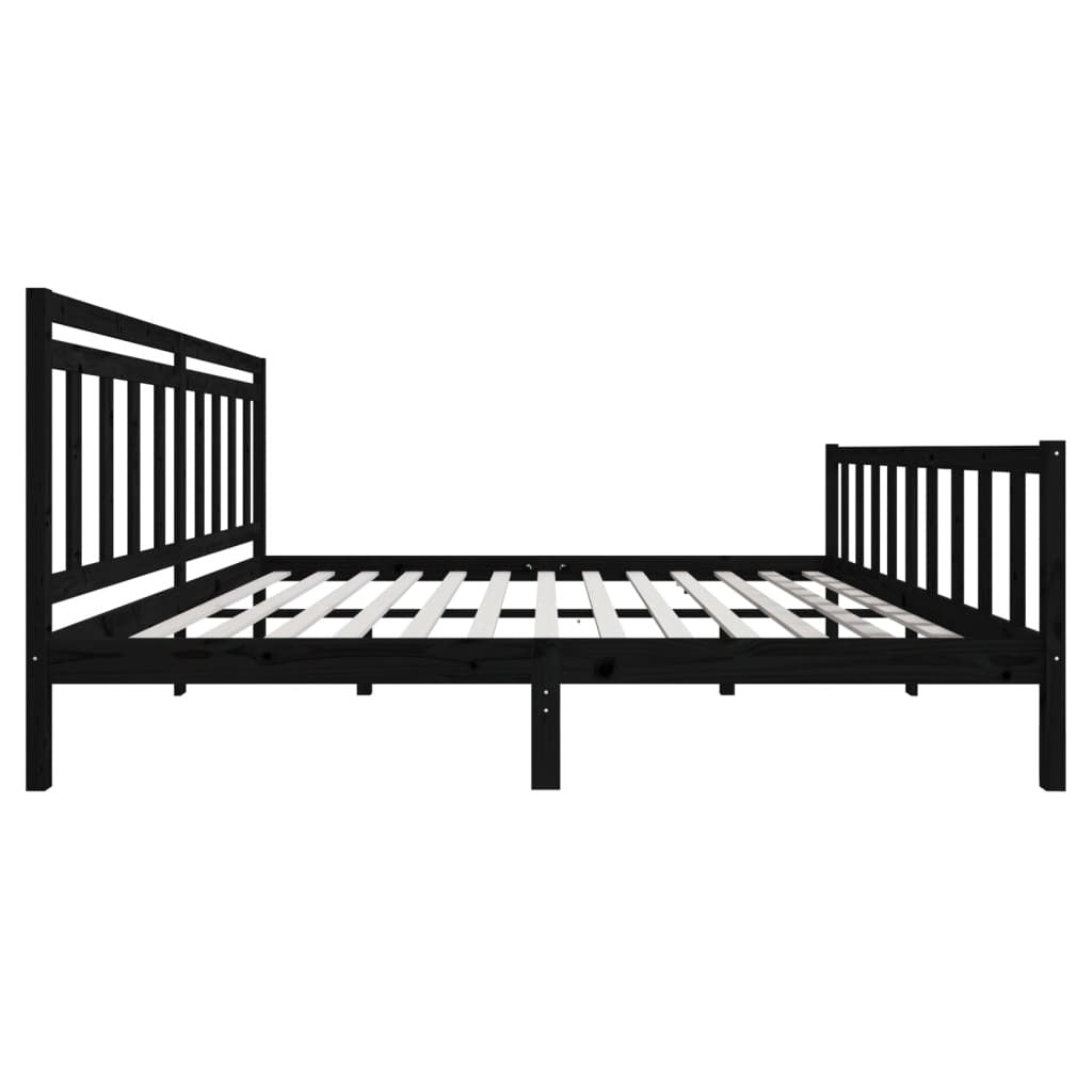 Bed Frame Black Solid Wood 200x200 cm