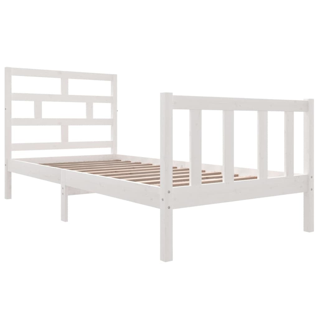 Bed Frame White Solid Wood Pine 90x200 cm