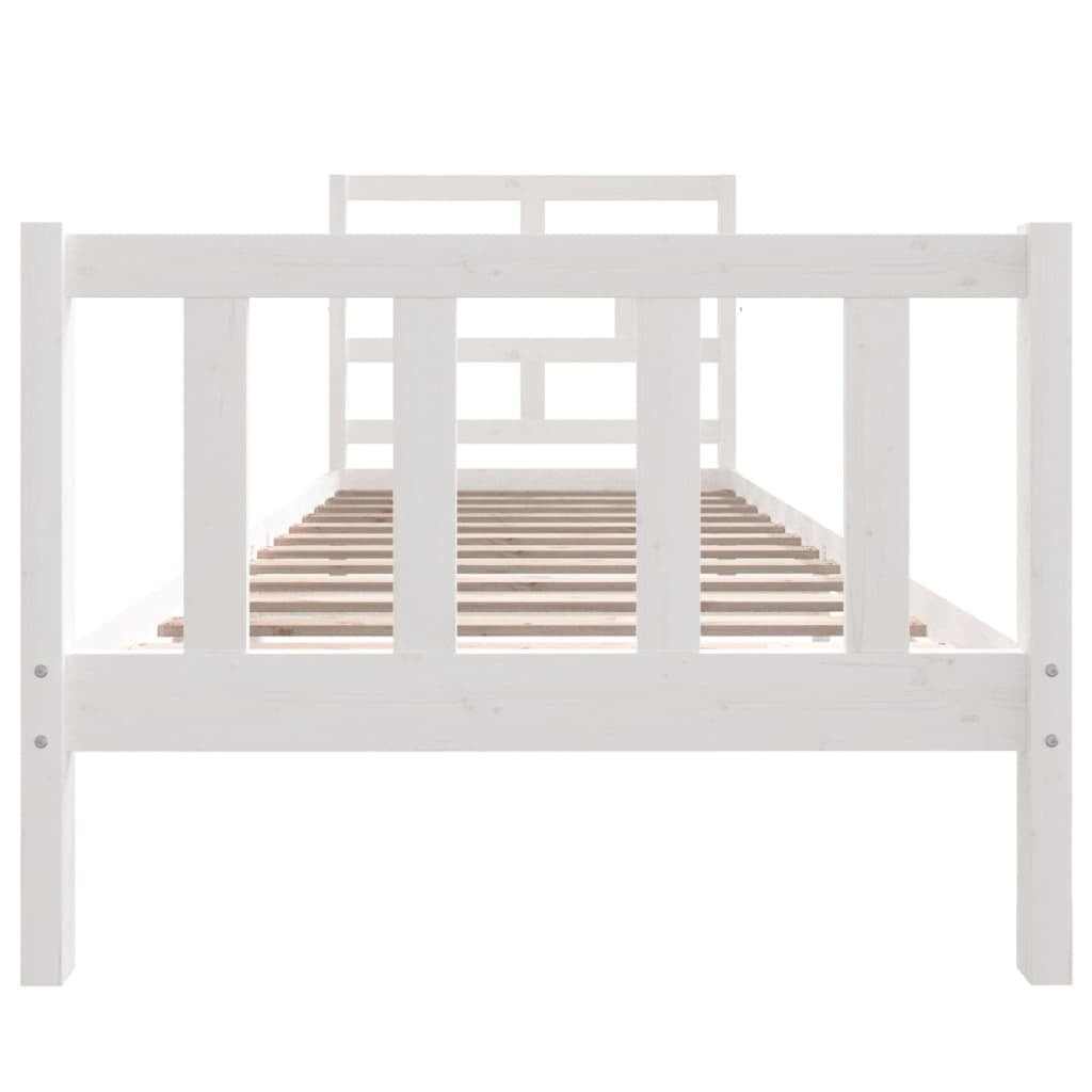 Bed Frame White Solid Wood Pine 90x200 cm