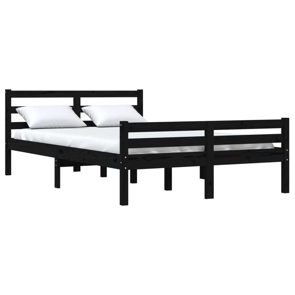 Bed Frame Black Solid Wood 140x190 cm