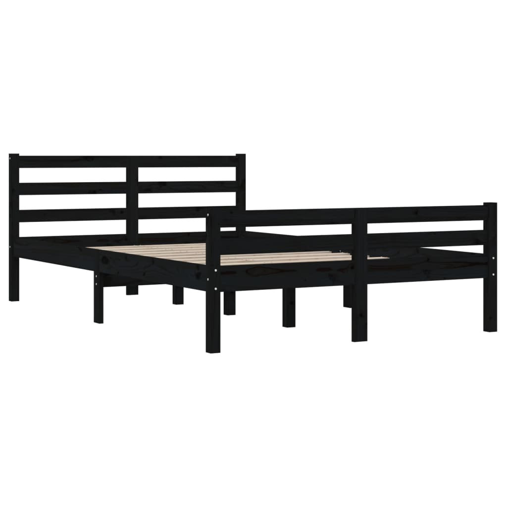 Bed Frame Black Solid Wood 140x190 cm