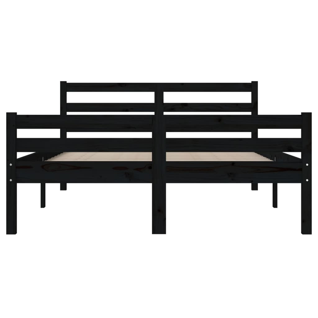 Bed Frame Black Solid Wood 140x190 cm