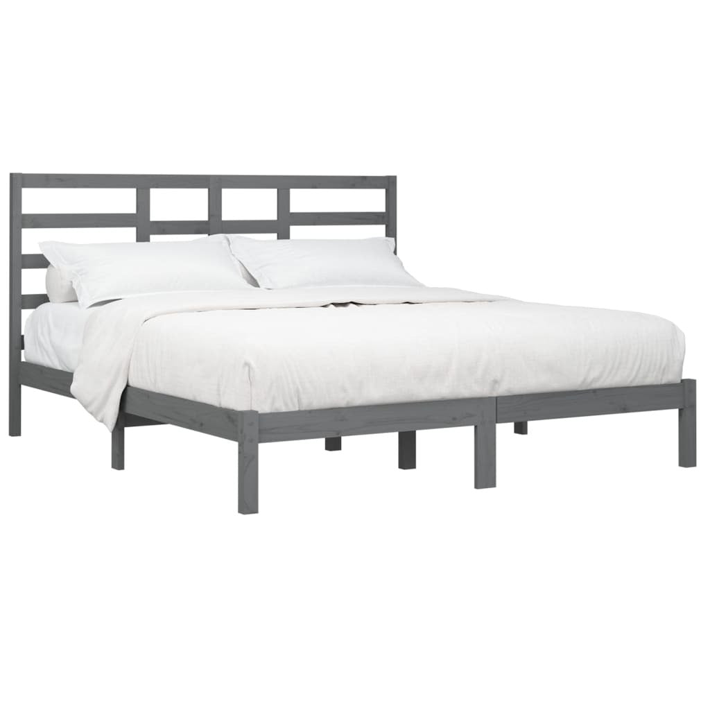 Bed Frame Grey Solid Wood 200x200 cm