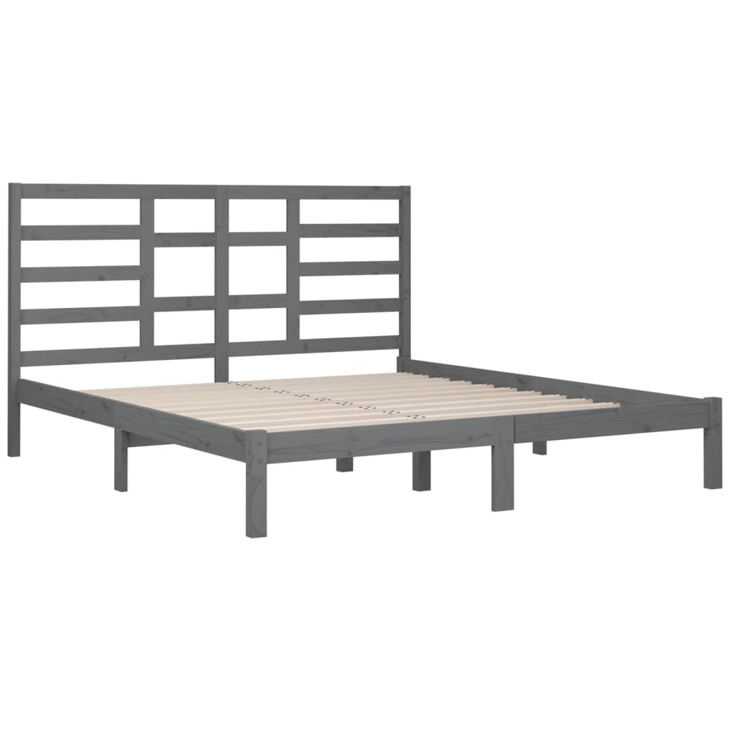 Bed Frame Grey Solid Wood 200x200 cm