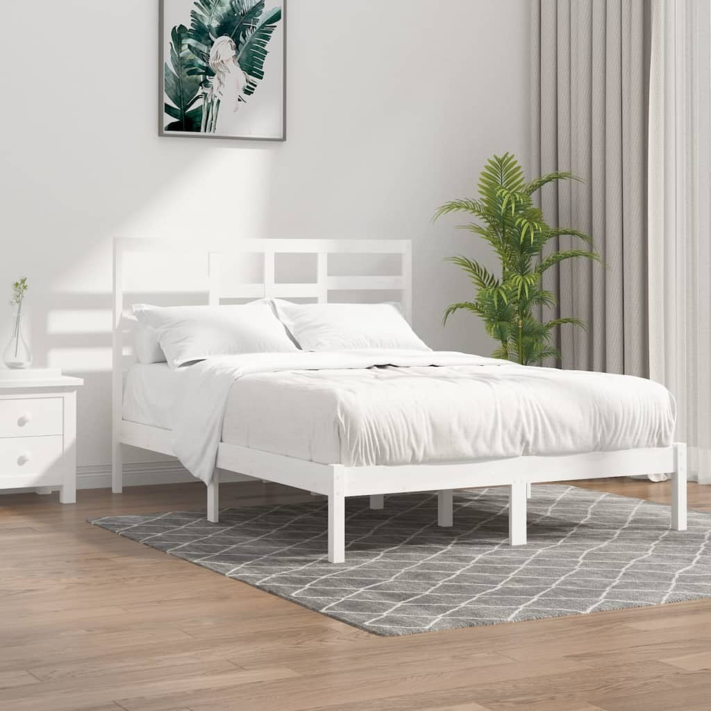 Bed Frame White Solid Wood 120x200 cm