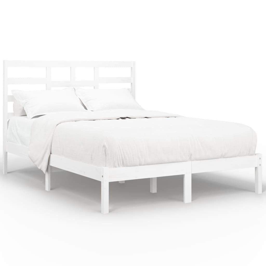 Bed Frame White Solid Wood 120x200 cm