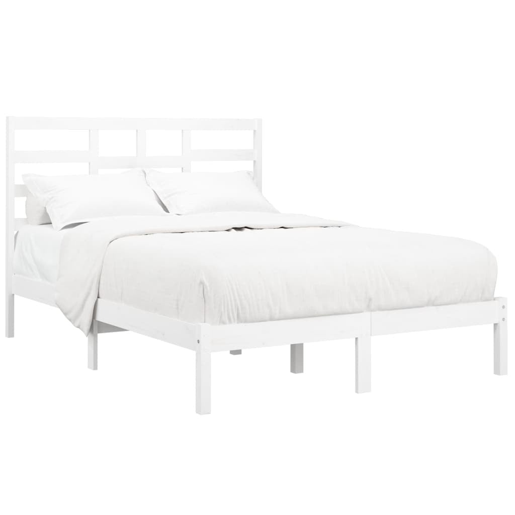 Bed Frame White Solid Wood 120x200 cm