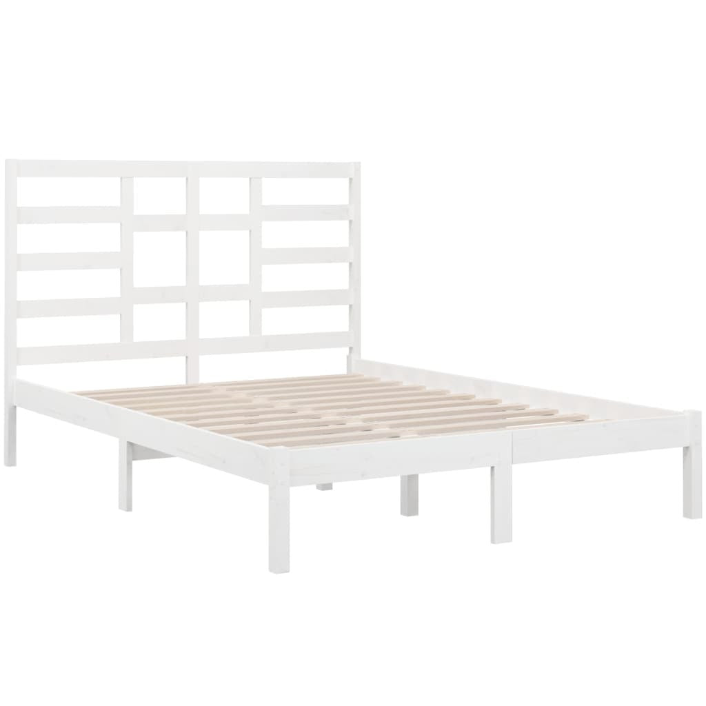 Bed Frame White Solid Wood 120x200 cm