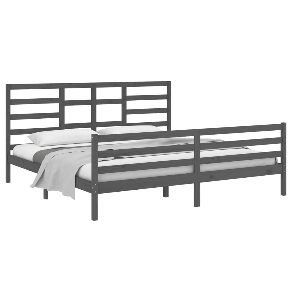 Bed Frame Grey Solid Wood 200x200 cm