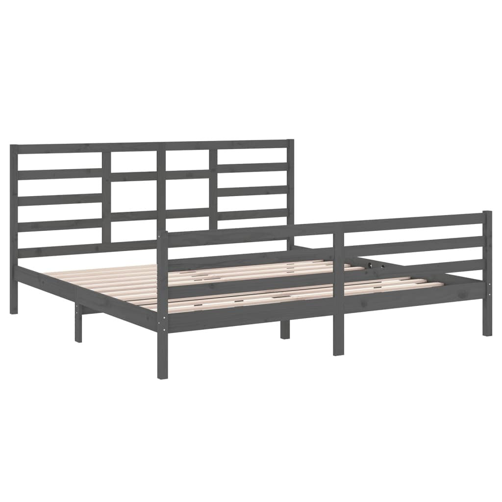 Bed Frame Grey Solid Wood 200x200 cm