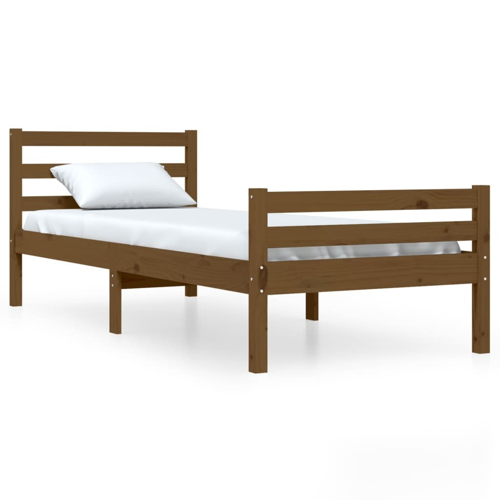 Bed Frame Honey Brown Solid Wood 75x190 cm Small Single