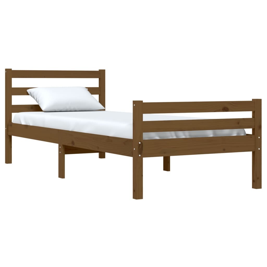 Bed Frame Honey Brown Solid Wood 75x190 cm Small Single