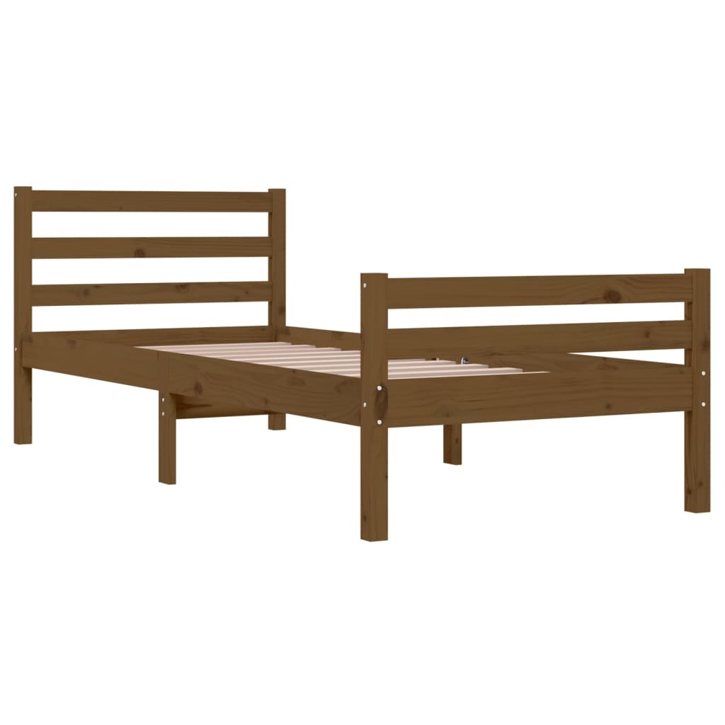 Bed Frame Honey Brown Solid Wood 75x190 cm Small Single