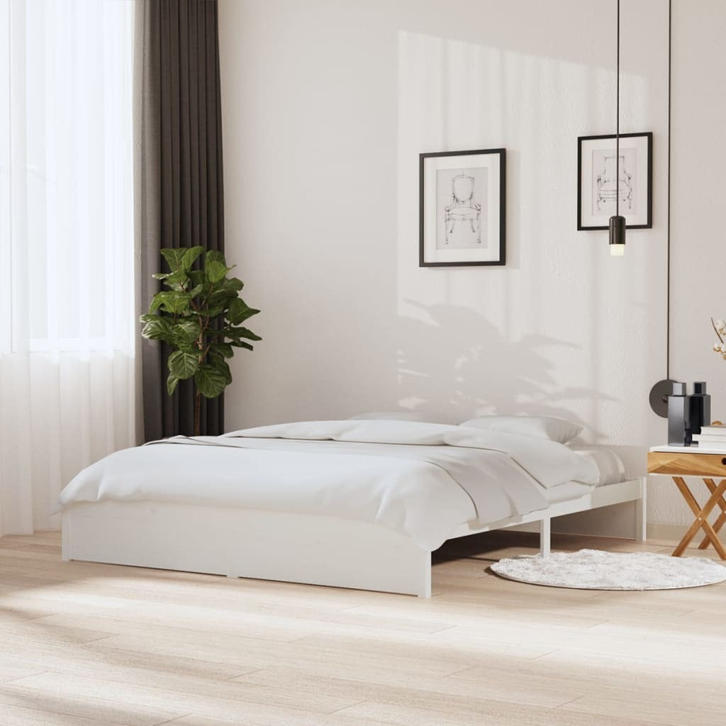 Bed Frame White Solid Wood 180x200 cm 6FT Super King