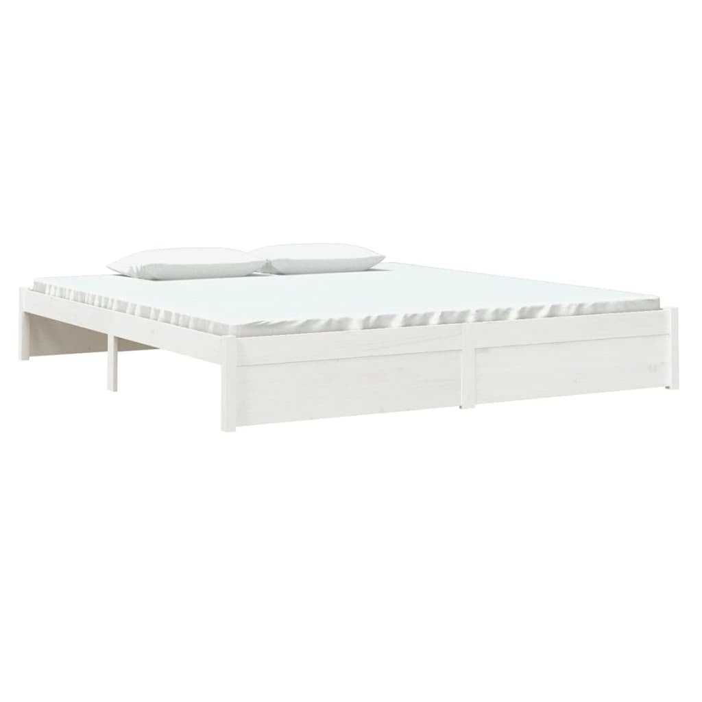 Bed Frame White Solid Wood 180x200 cm 6FT Super King