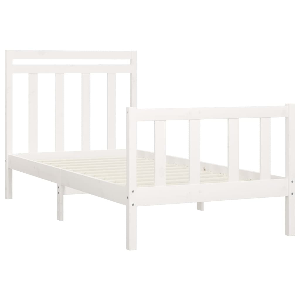 Bed Frame White Solid Wood Pine 100x200 cm