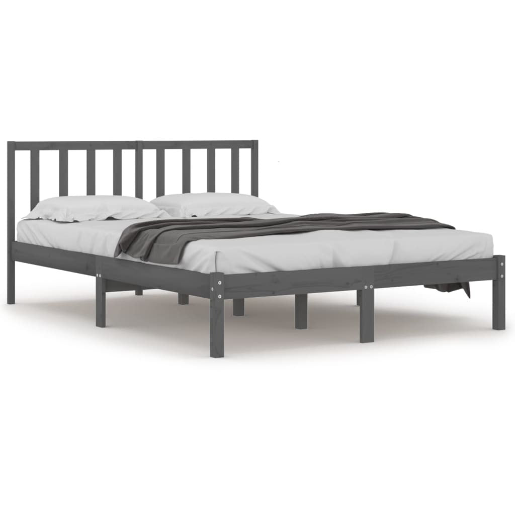 Bed Frame Grey Solid Wood Pine 200x200 cm