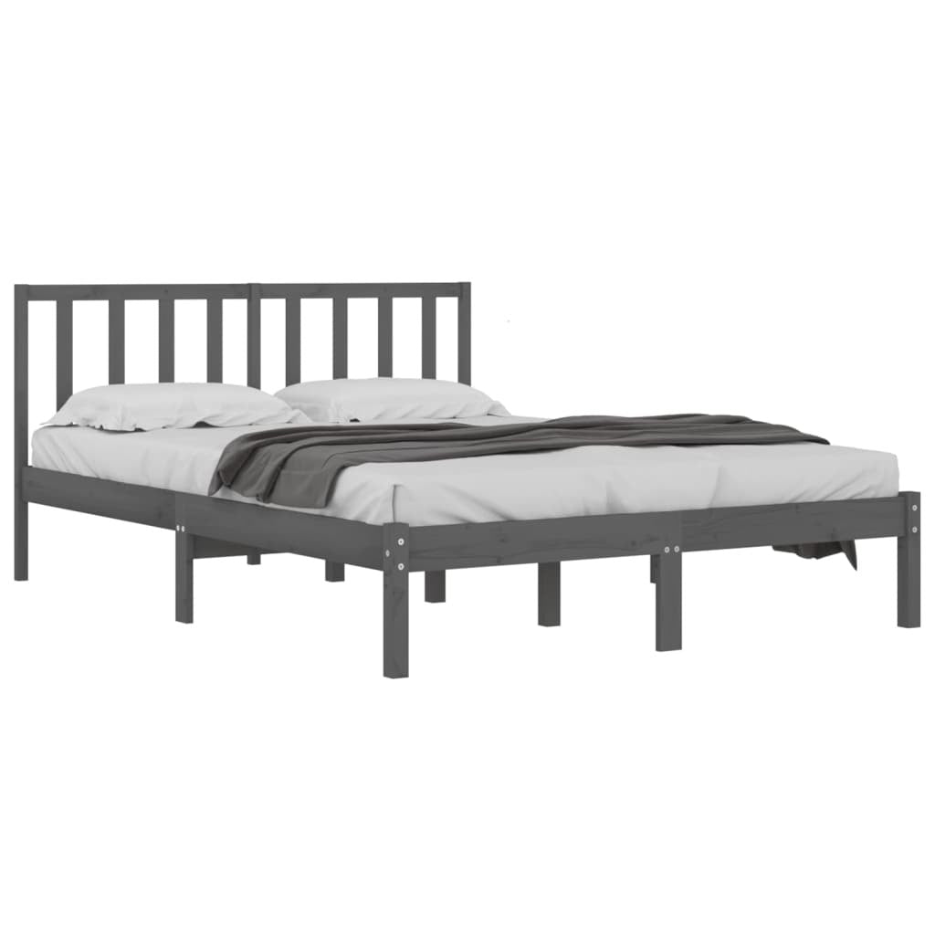 Bed Frame Grey Solid Wood Pine 200x200 cm