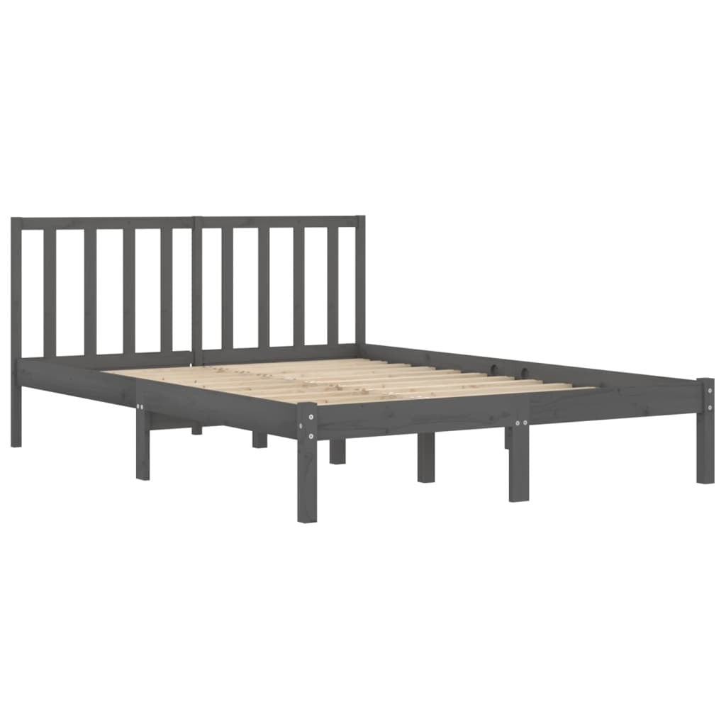 Bed Frame Grey Solid Wood Pine 200x200 cm
