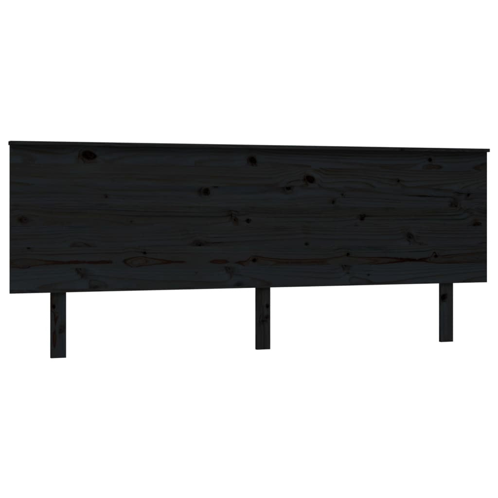 Bed Headboard Black 204x6x82.5 cm Solid Wood Pine