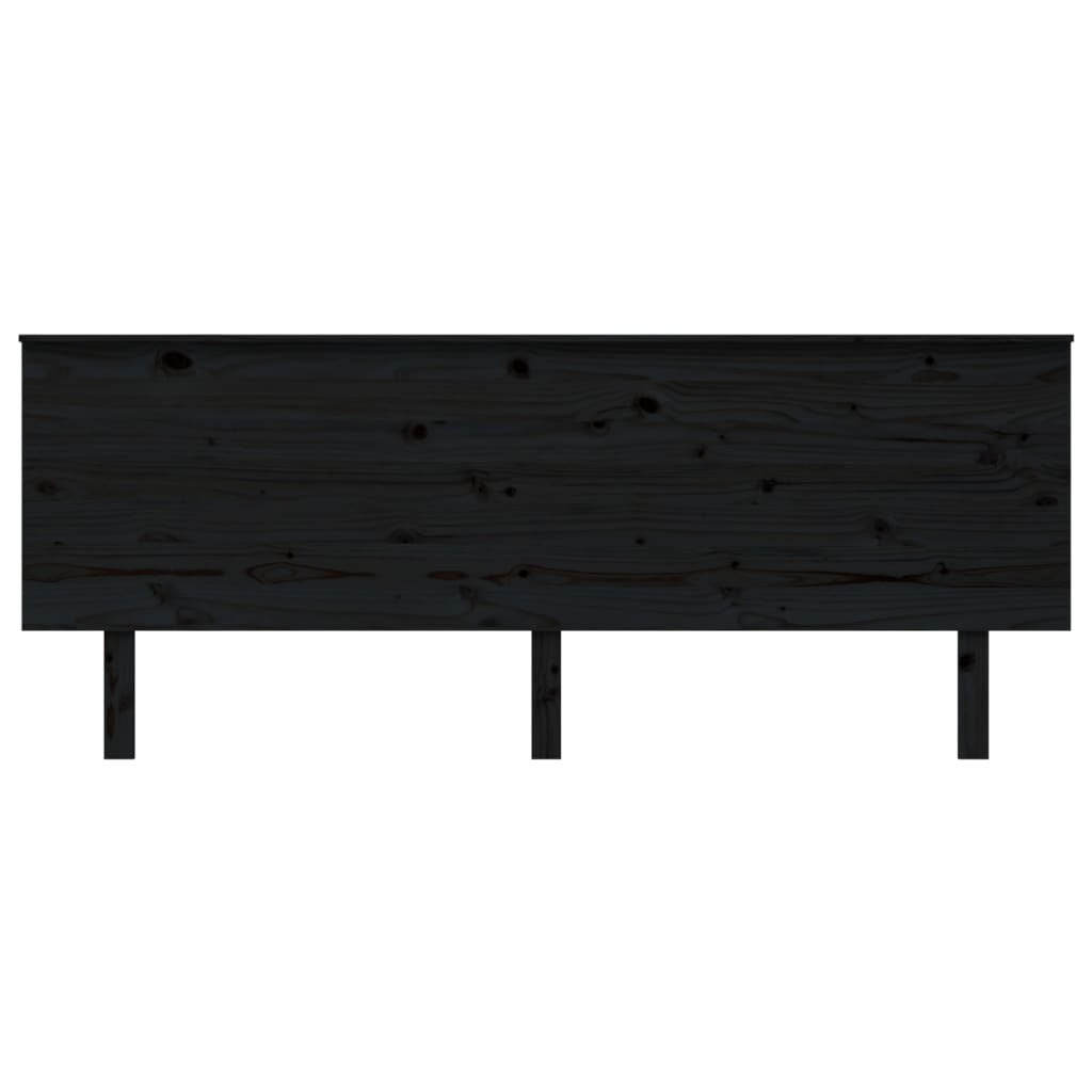 Bed Headboard Black 204x6x82.5 cm Solid Wood Pine