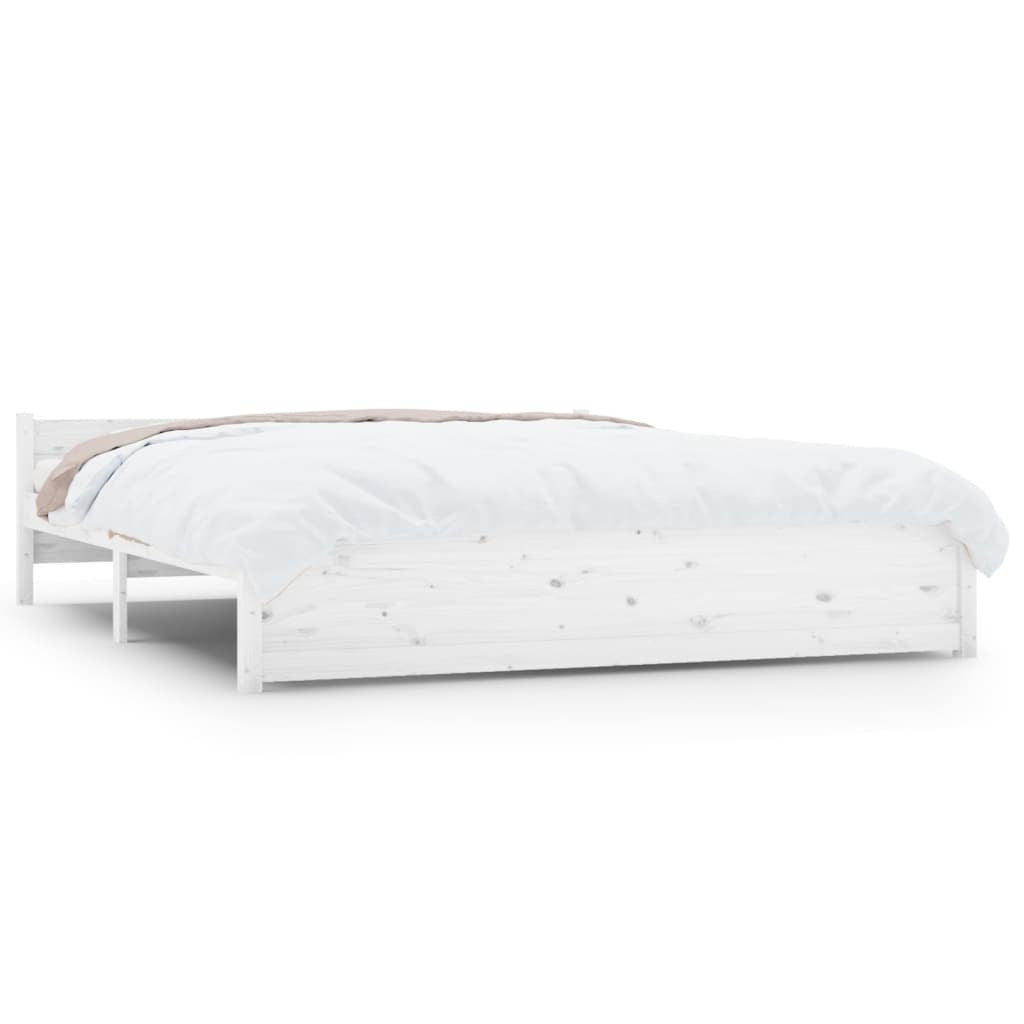 Bed Frame White Solid Wood 200x200 cm