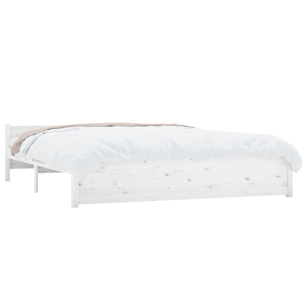Bed Frame White Solid Wood 200x200 cm