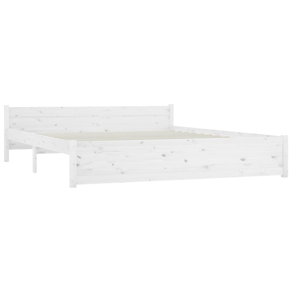 Bed Frame White Solid Wood 200x200 cm