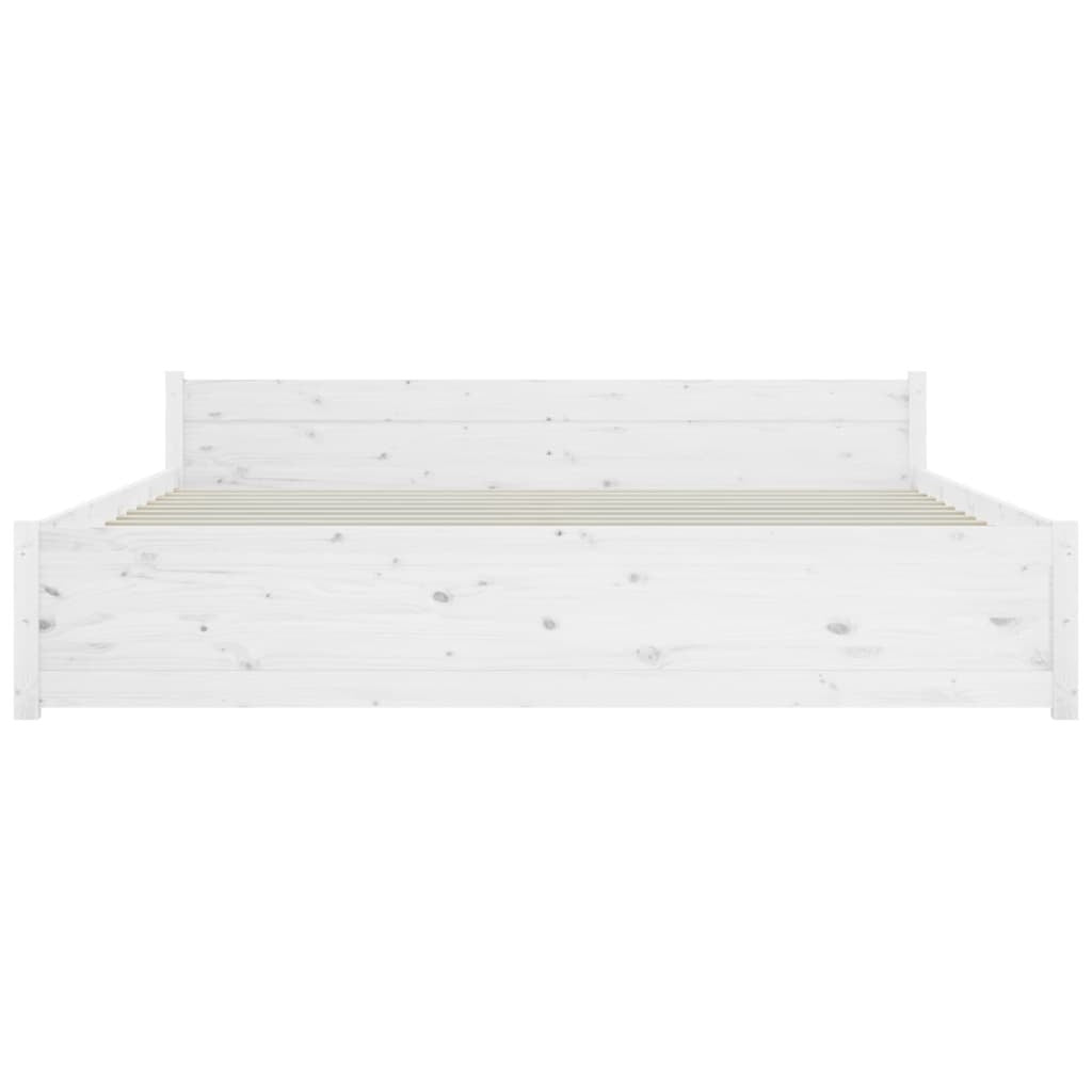 Bed Frame White Solid Wood 200x200 cm