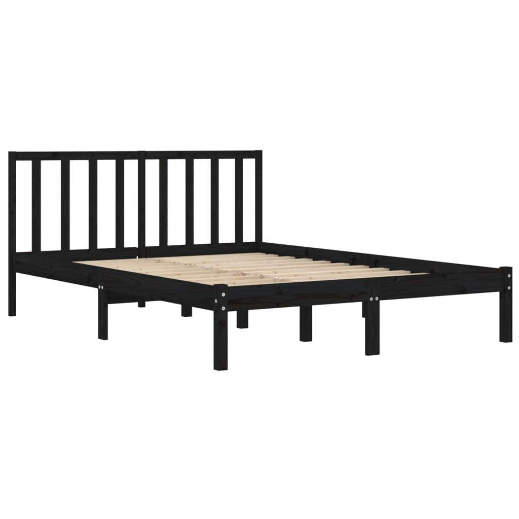 Bed Frame Black Solid Wood Pine 200x200 cm