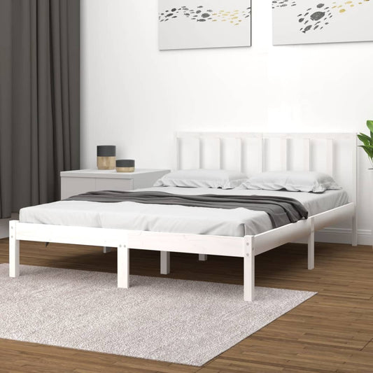 Bed Frame White Solid Wood Pine 120x200 cm