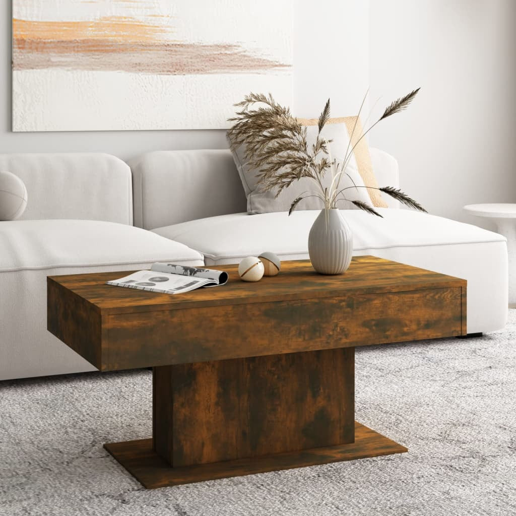 Coffee Table Smoked Oak 96x50x45 cm Engineered Wood