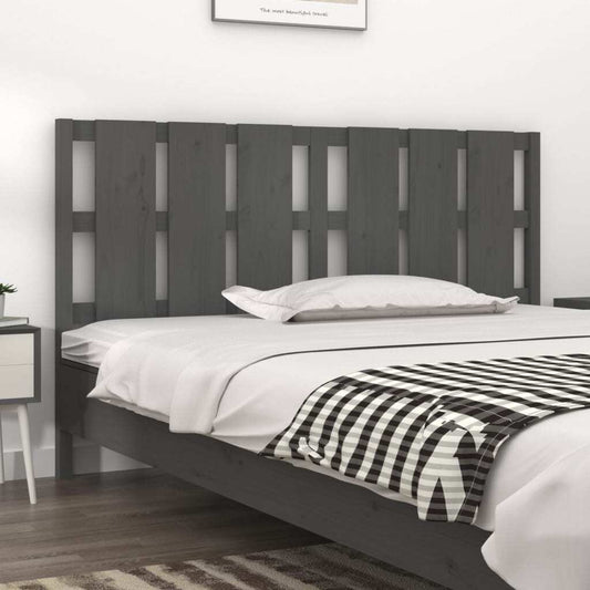 Bed Headboard Grey 185.5x4x100 cm Solid Wood Pine