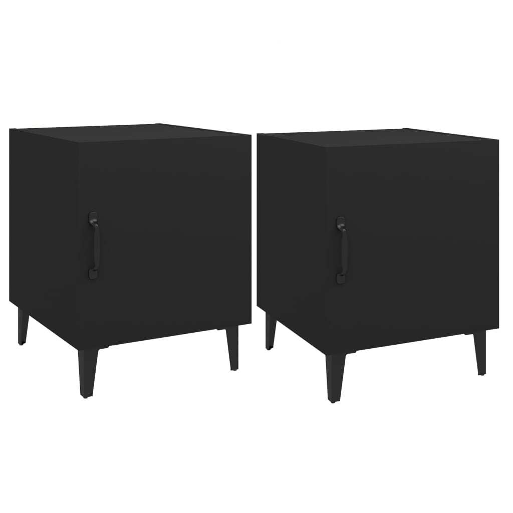 Bedside Cabinets 2 pcs Black Engineered Wood