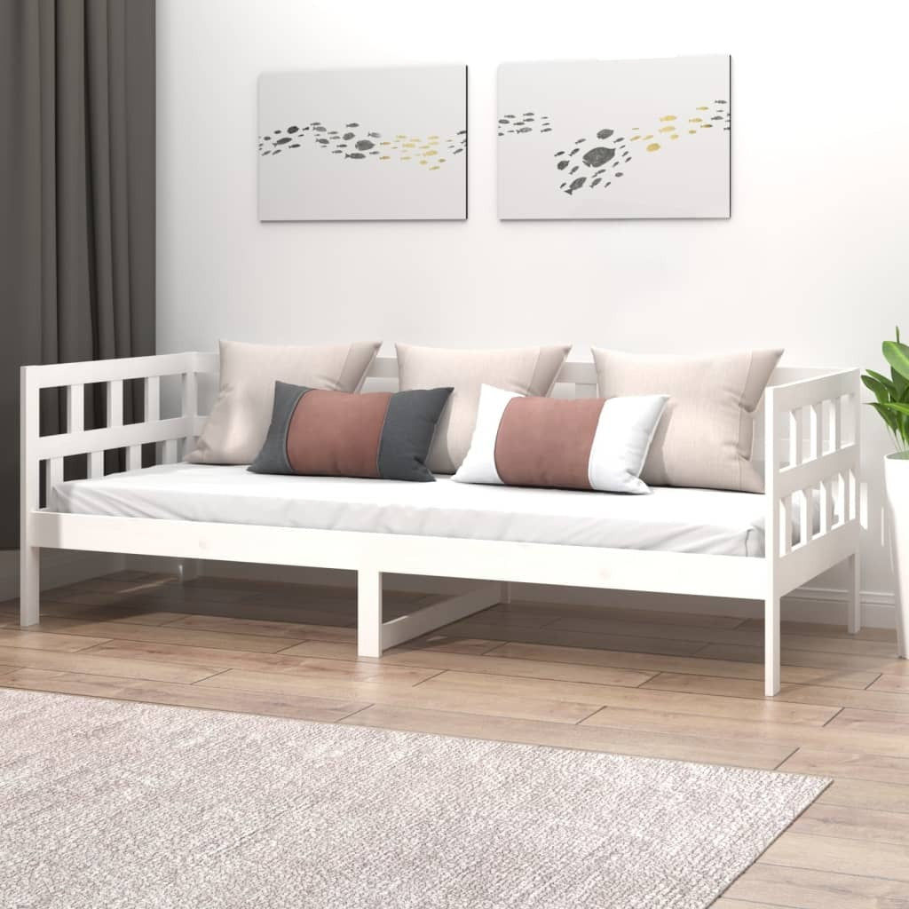 Day Bed White Solid Wood Pine 80x200 cm
